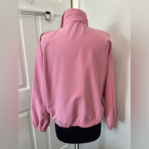 1980s Teddi Powder Pink Lattice Zip Up Jacket Windbreaker Size Medium - Picture 6 of 8